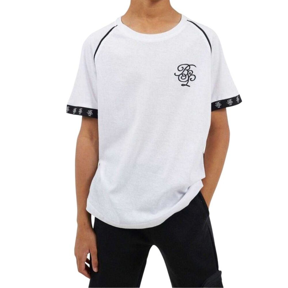 Brave Soul Childrens/Kids Embroidered Logo  Baseball T-Shirt / White/Black